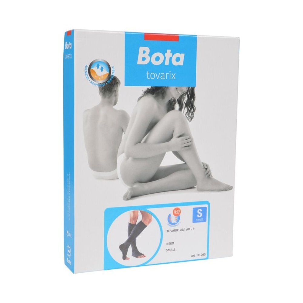 Boîte Bota tovarix 20/I Sock Ad-P Nero Small. Image d'une femme et d'un homme. Illustration du produit : bas noirs.