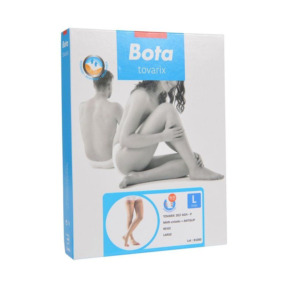 Emballage Bota Tovarix. Boîte avec image du produit. Texte: Tovarix 20/I Man AGH-P Beige L. Taille L.