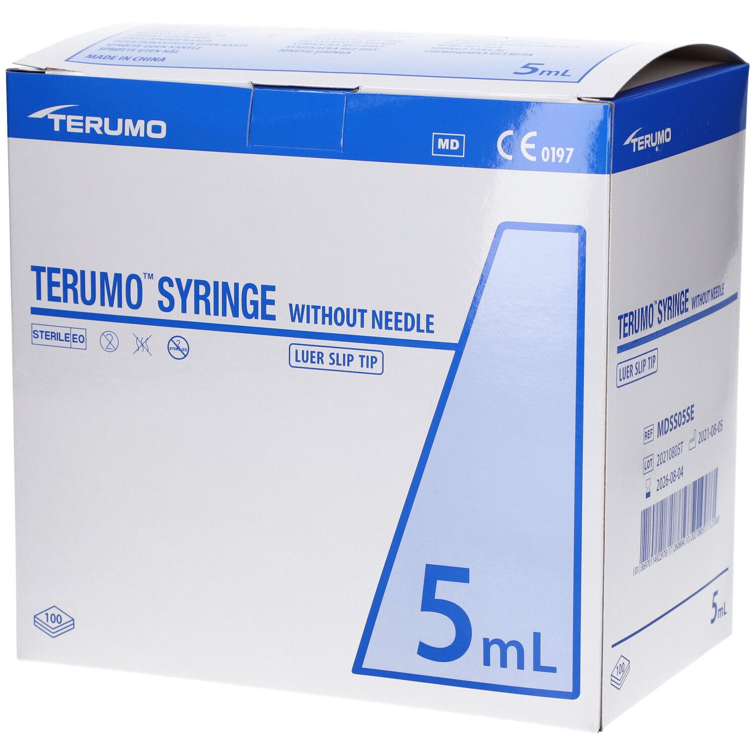 Terumo Seringue Jetable sans Aiguille 5 ml, 100 pièces