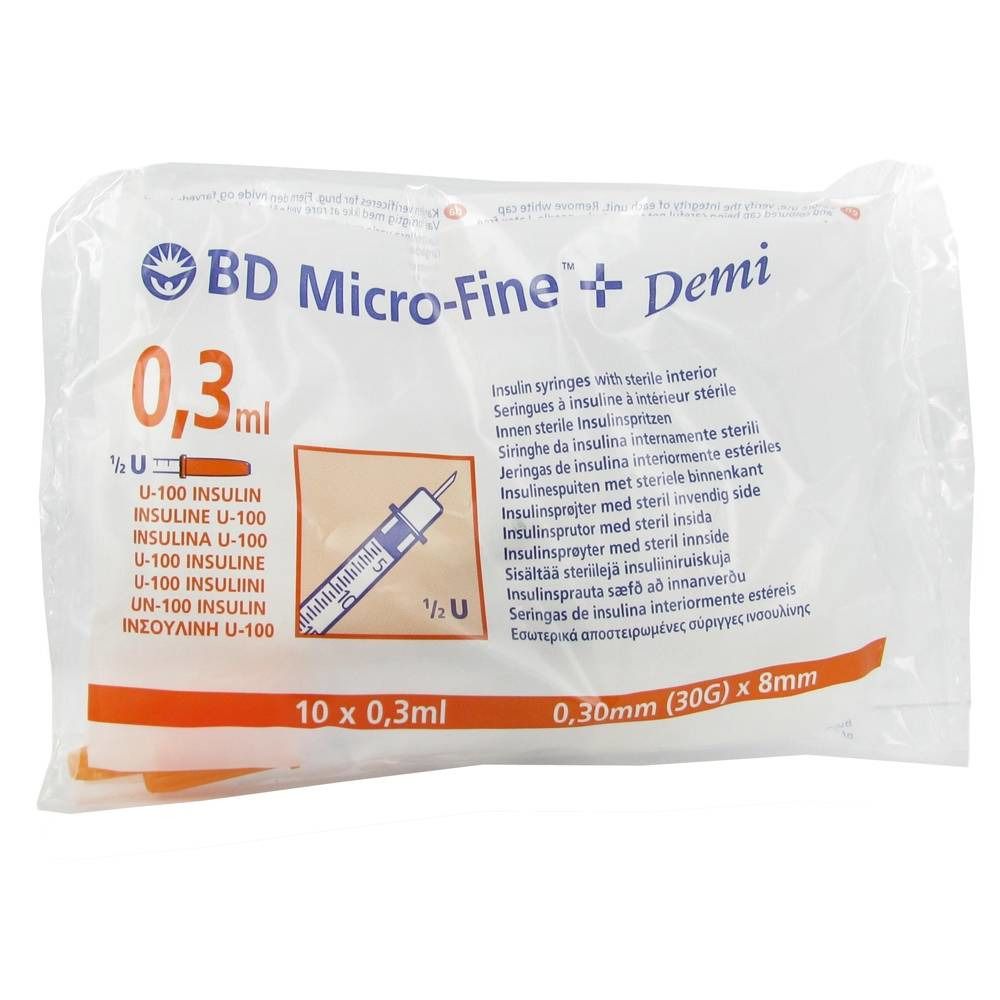 BD Micro-Fine Seringue Insuline 0,3ml 8x0,30mm 100 Unités