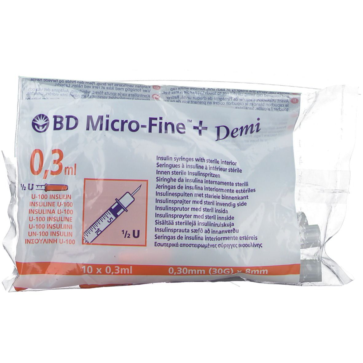 BD Micro-Fine + Demi 0,3 ml insuline U-100