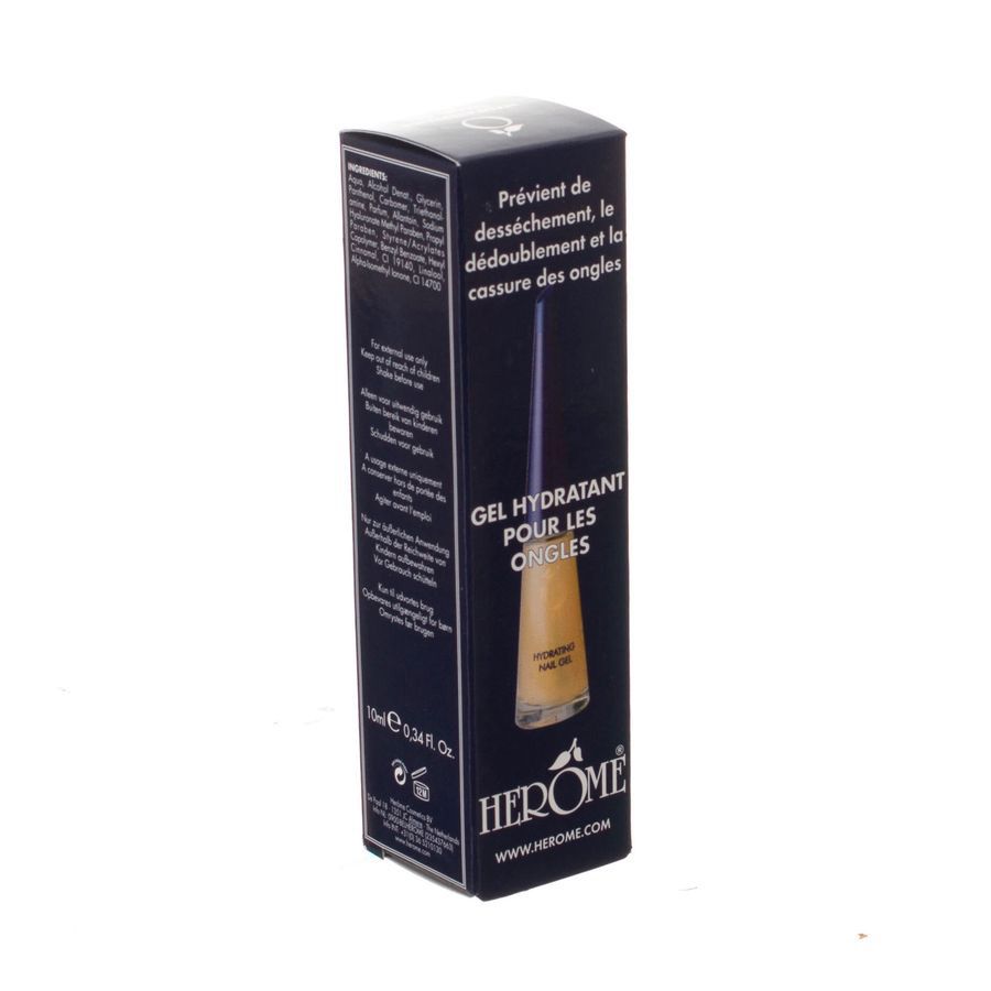 Emballage de gel hydratant pour ongles avec image du produit et texte.