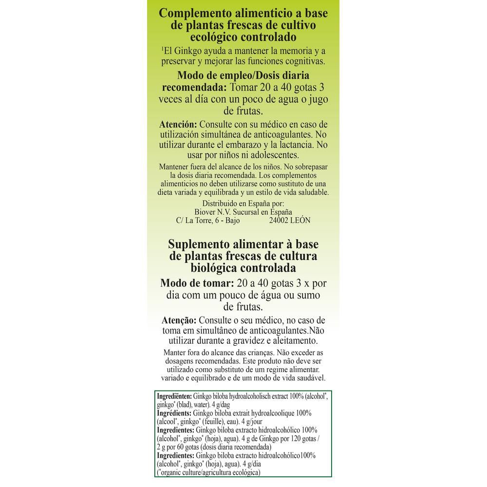 Biover Ginkgo Biloba Teinture mère Bio