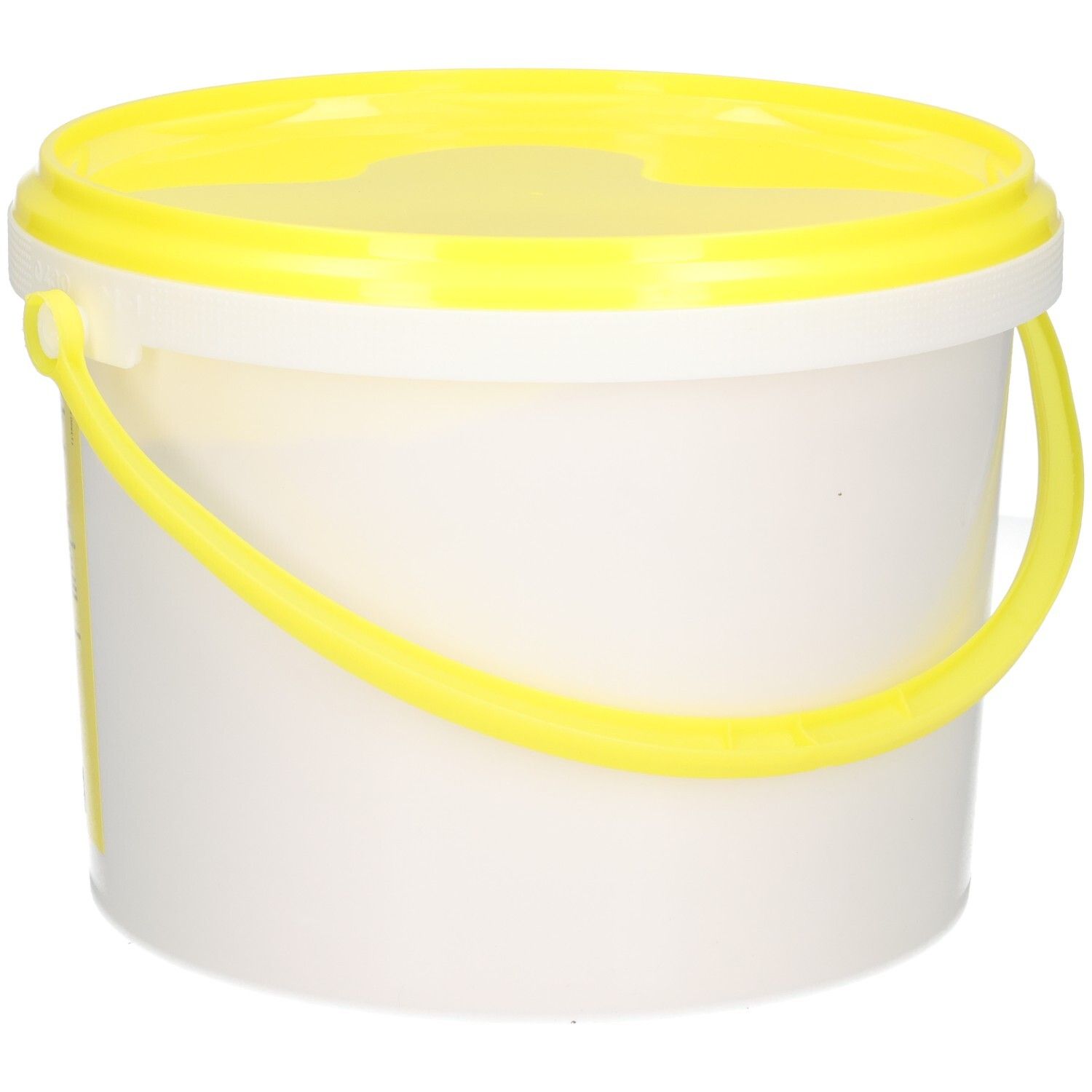 Diakur Plus 3 kg dans un seau blanc avec couvercle et anse jaunes, vue de côté.