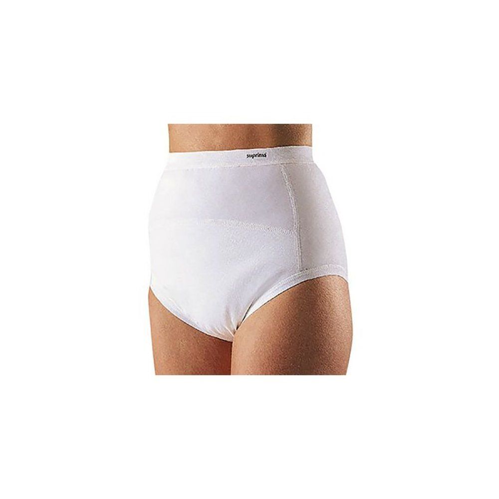 Slip Suprima Bodyguard blanc, taille haute. Logo à la taille. Pour femmes.