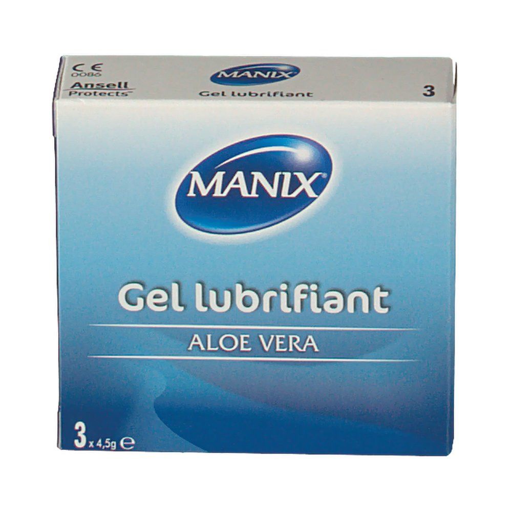Boîte "MANIX Gel lubrifiant" Aloe Vera. 3 x 4,5g. Marque CE.