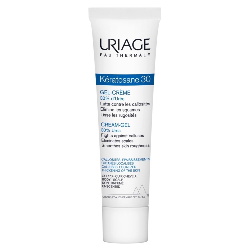 Tube Uriage Keratosane 30 Gel-Crème avec 30% d'Urée pour réduire la callosité.