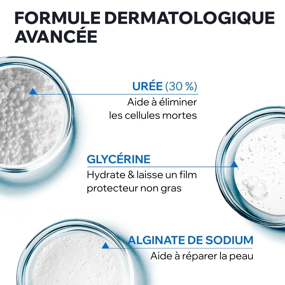 Tube Uriage Keratosane 30 Gel-Crème avec 30% d'Urée, avec une trace de crème.