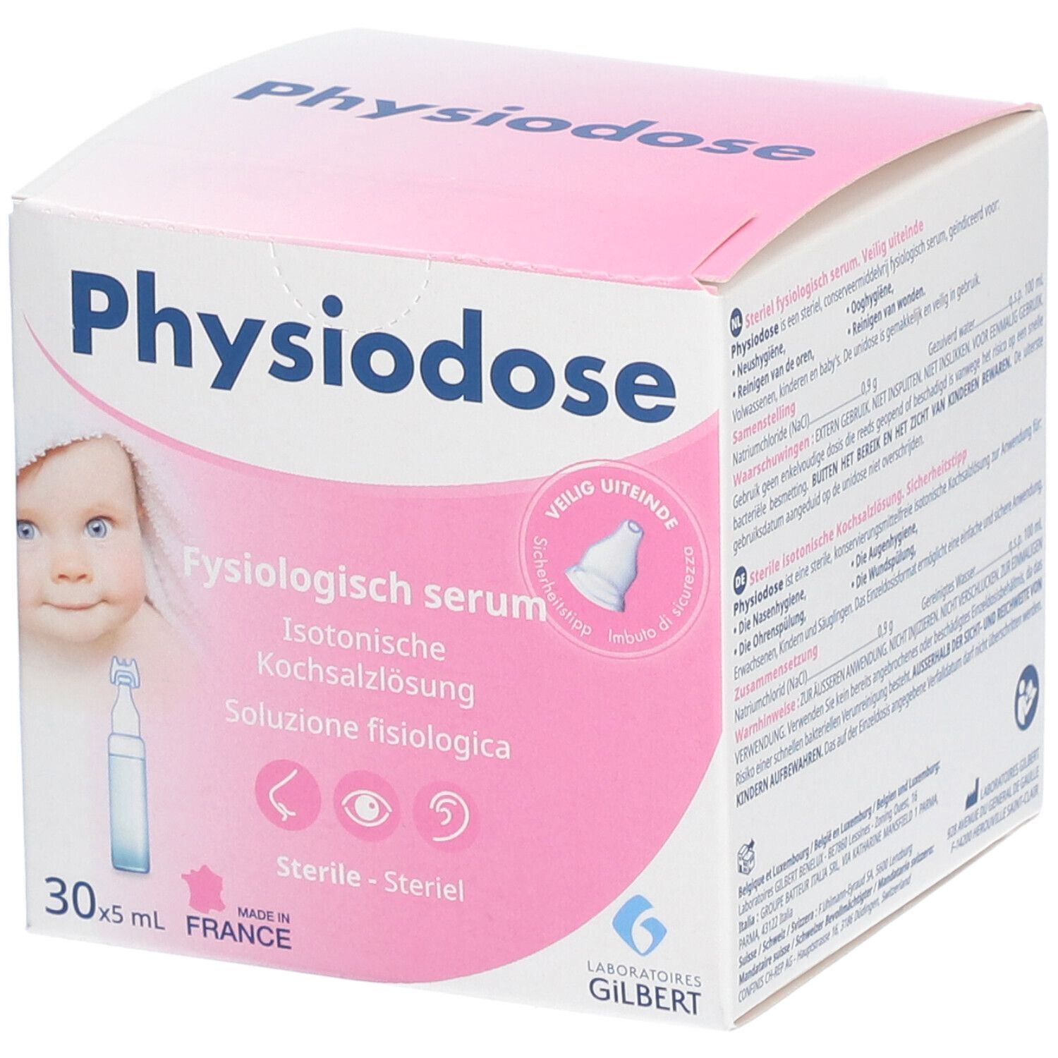 Physiodose : serum physiologique yeux, nez, oreille du bébé et de l'adulte