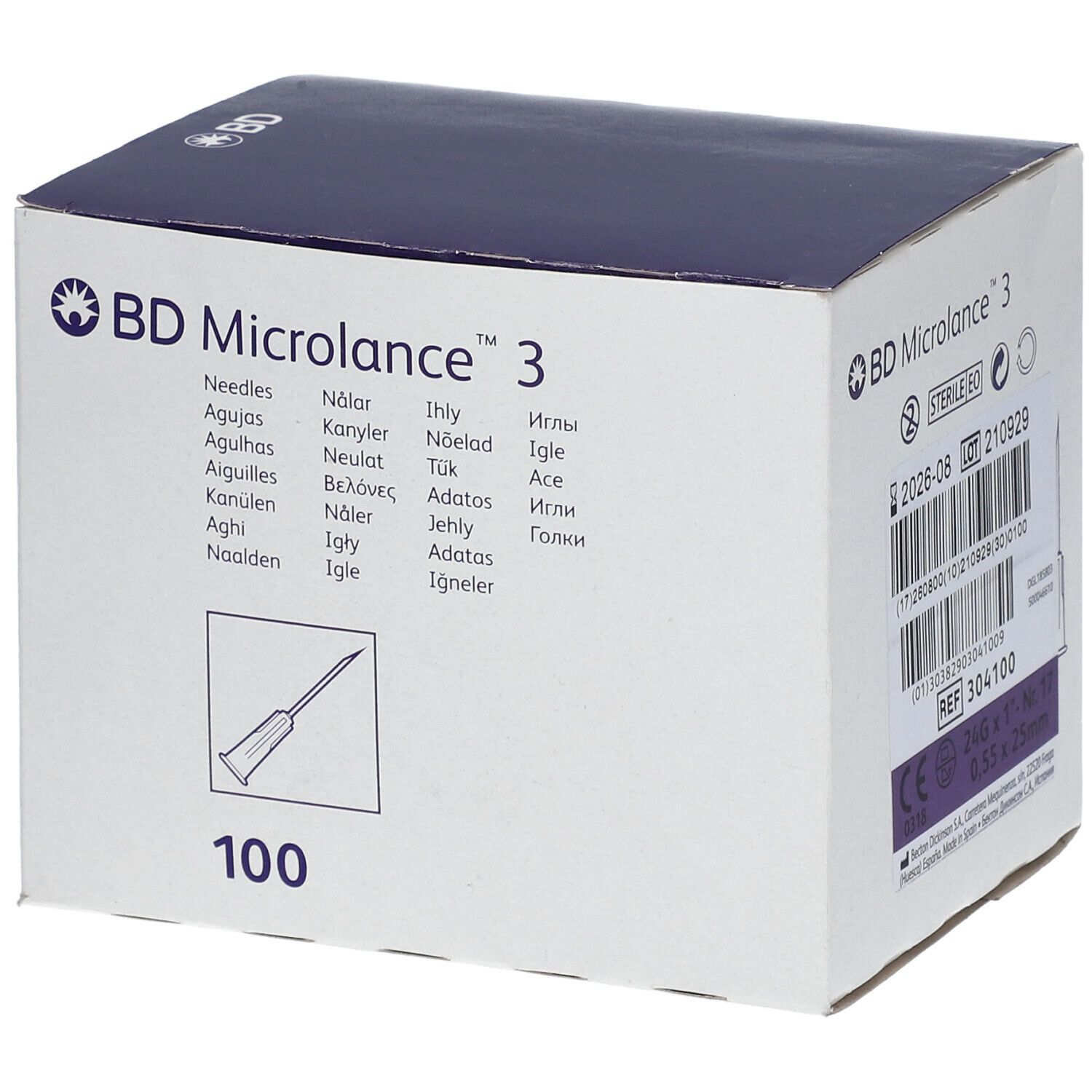 BD Microlance™3 Aiguilles 24G  1 (0,55 x 25 mm) Violet