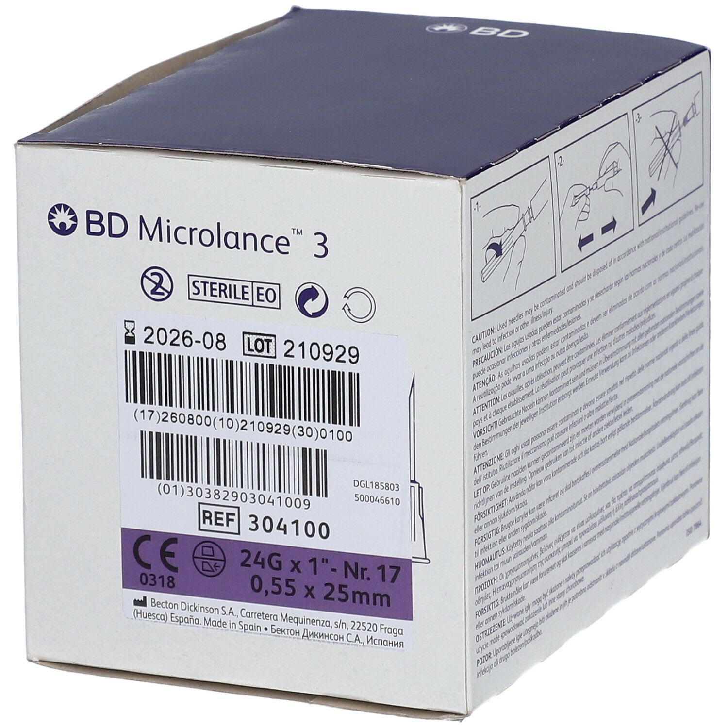 BD Microlance™3 Aiguilles 24G  1 (0,55 x 25 mm) Violet