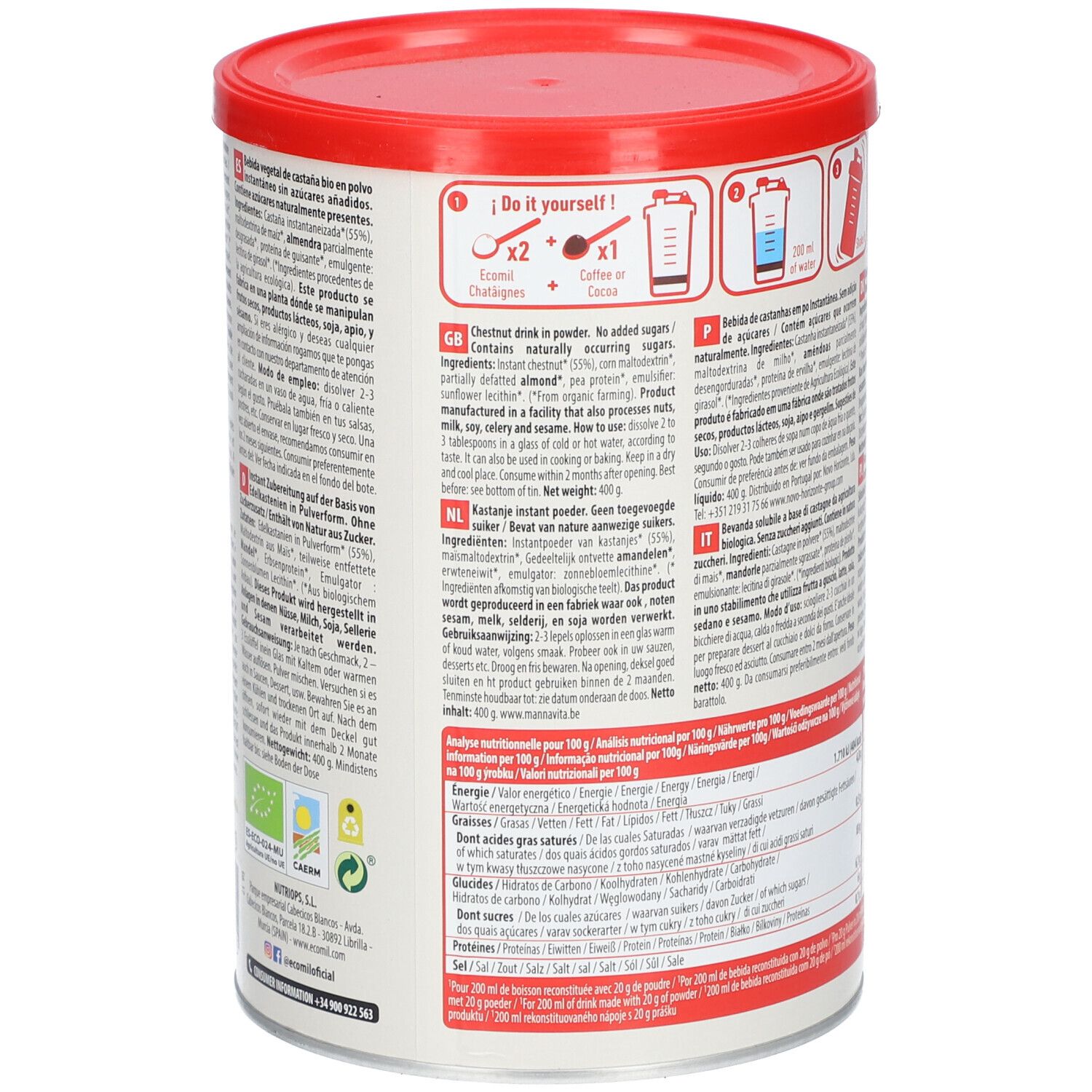 EcoMil® Boisson aux châtaignes sans sucres ajoutés Instant Bio