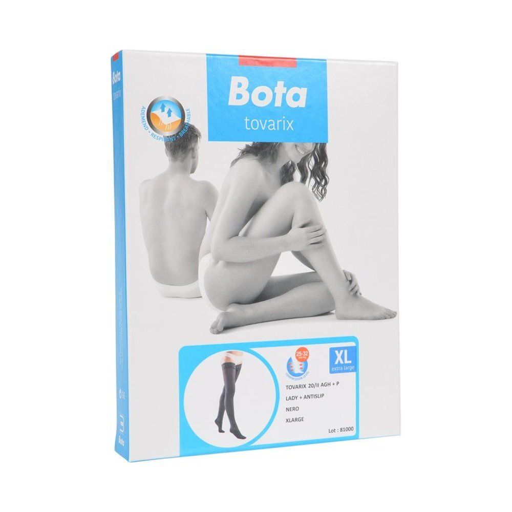 Emballage Bota tovarix. Impression: bas de compression, XL, noir. Image d'une femme.