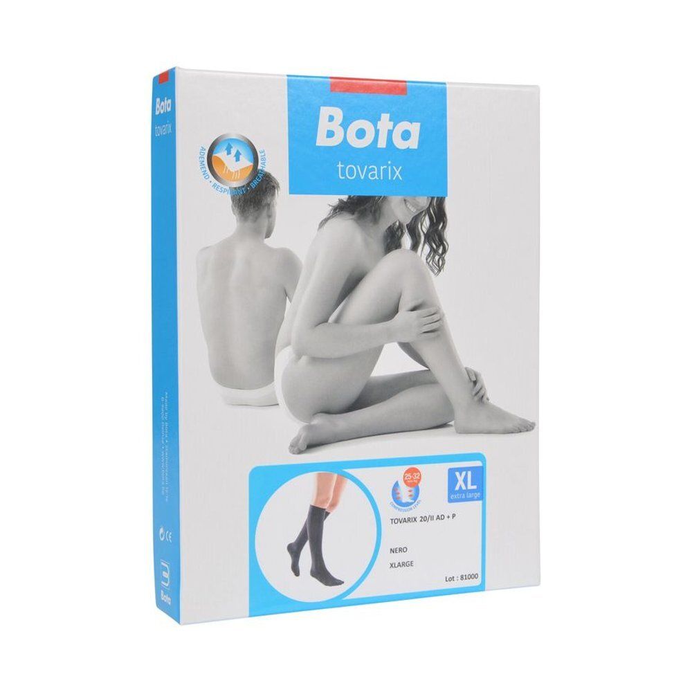 Boîte de Bota tovarix. Bas genou, noir, XL. Inscription : Tovarix 20/II AD + P Nero.