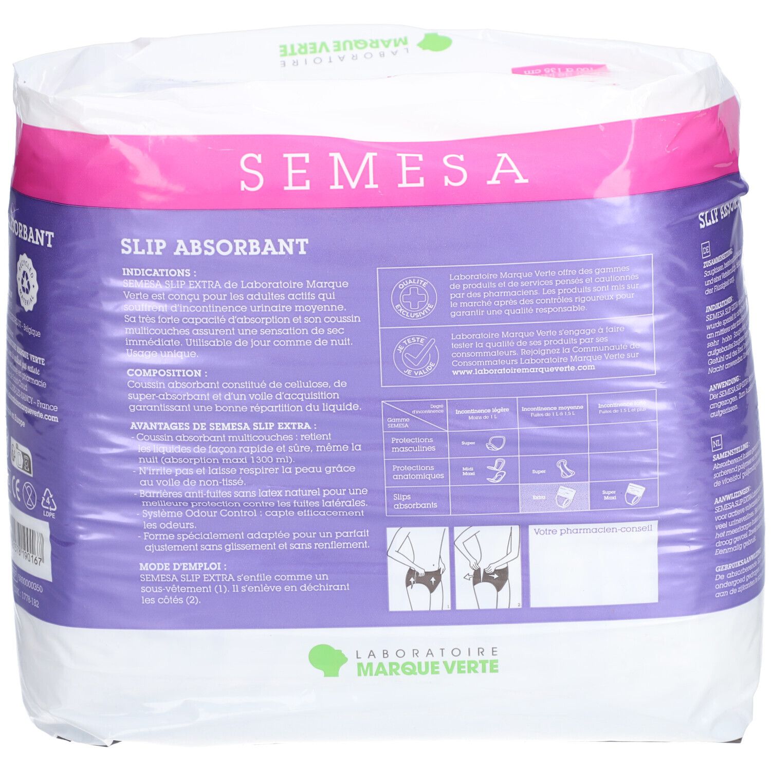 Marque Verte Semesa Slip Absorbant Extra - Large