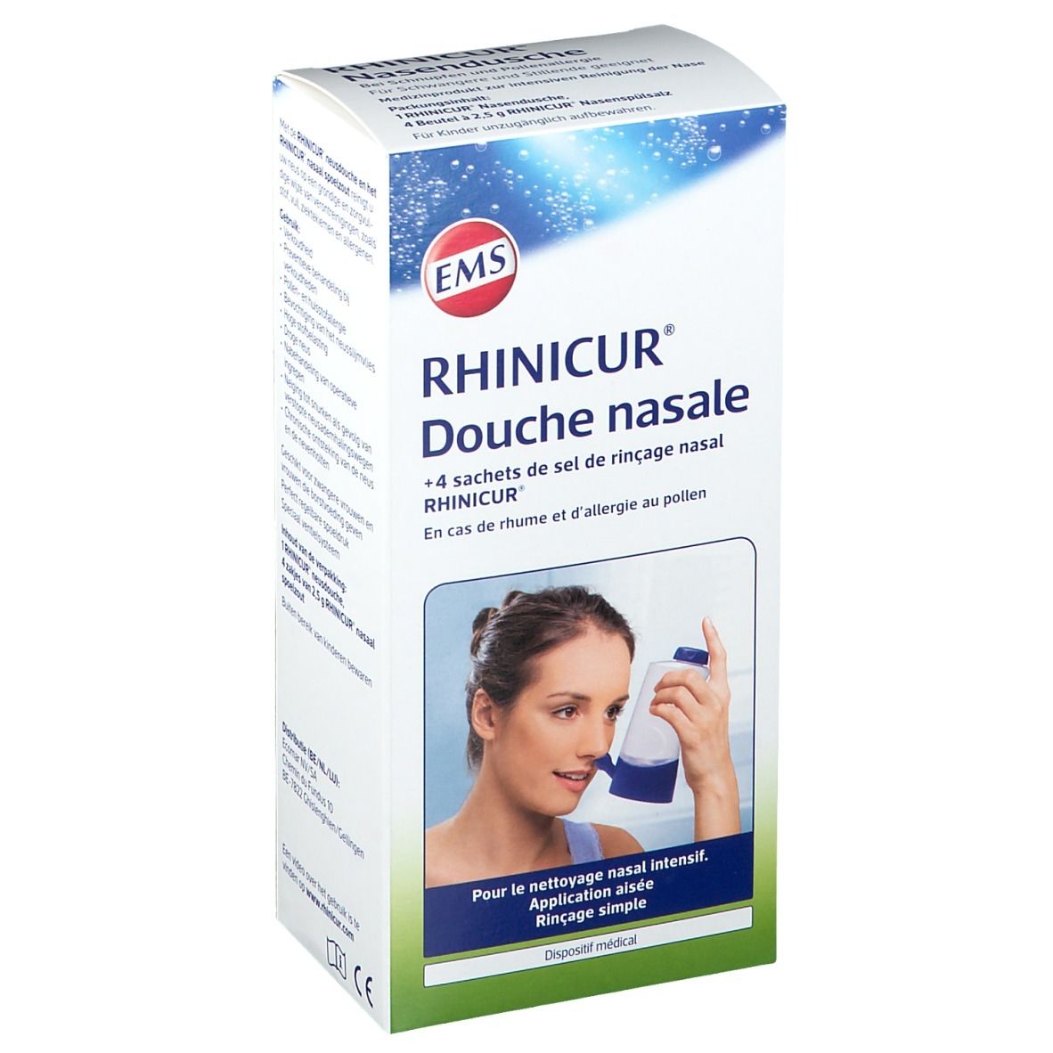 RHINICUR® Douche nasale + 4 sachets de sel de rinçage nasal 1 pc(s) -  Redcare Pharmacie