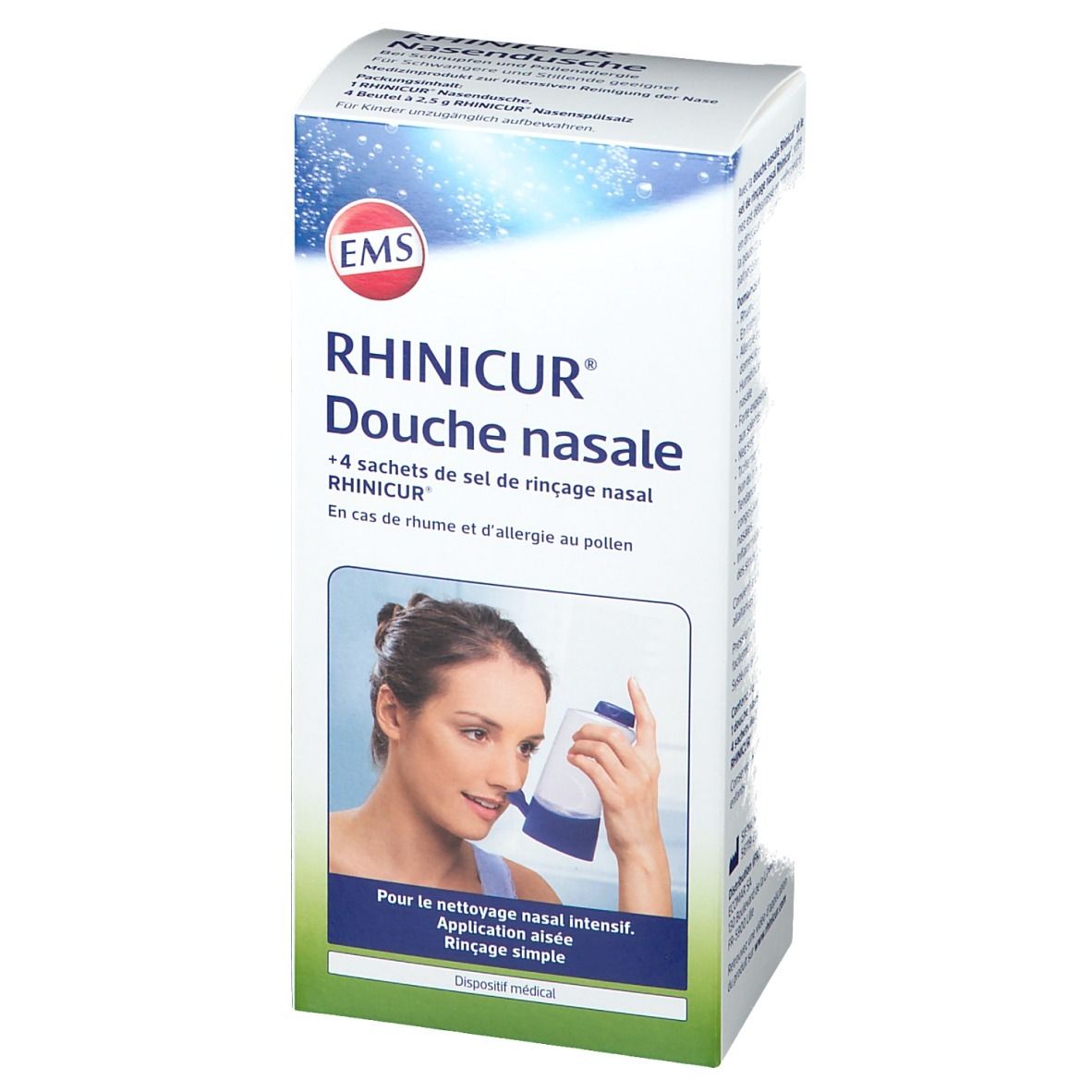 RHINICUR® Douche nasale + 4 sachets  de sel de rinçage nasal