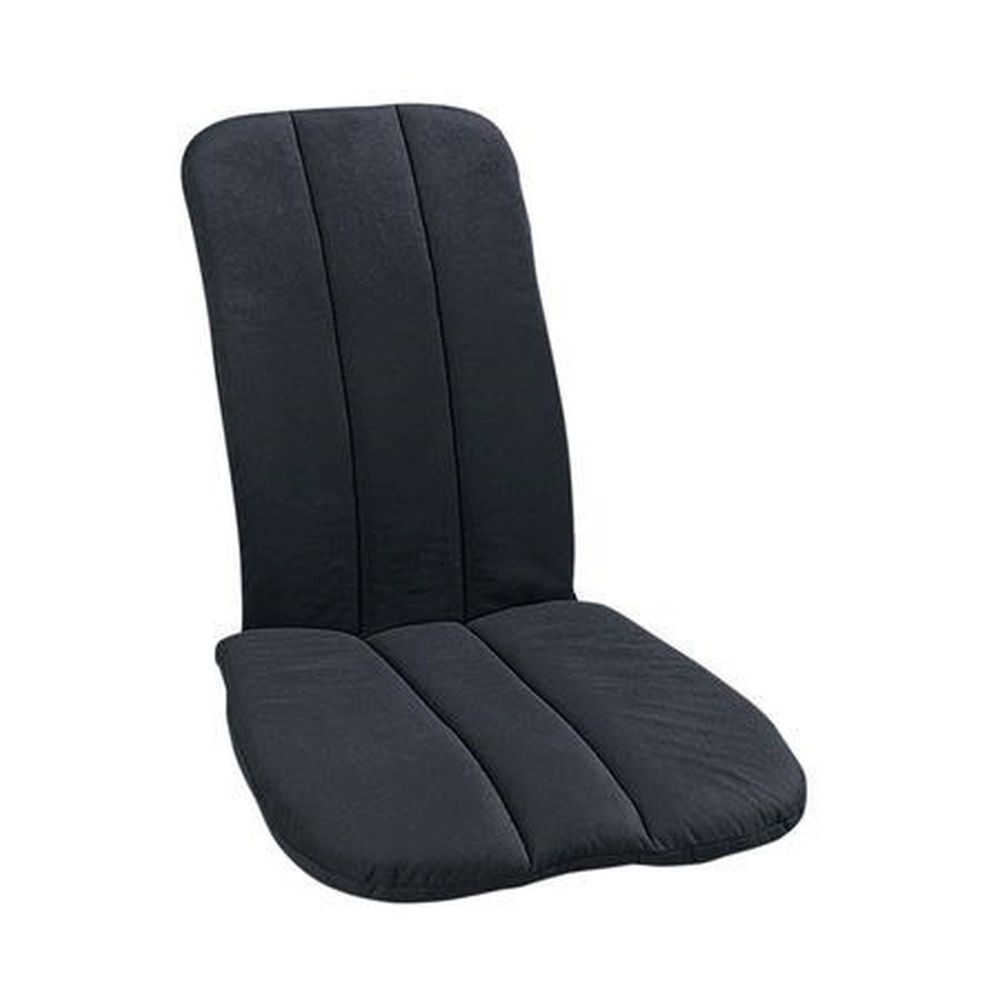 Coussin dorsal BetterBack noir. Surpiqûres verticales. Forme ergonomique.