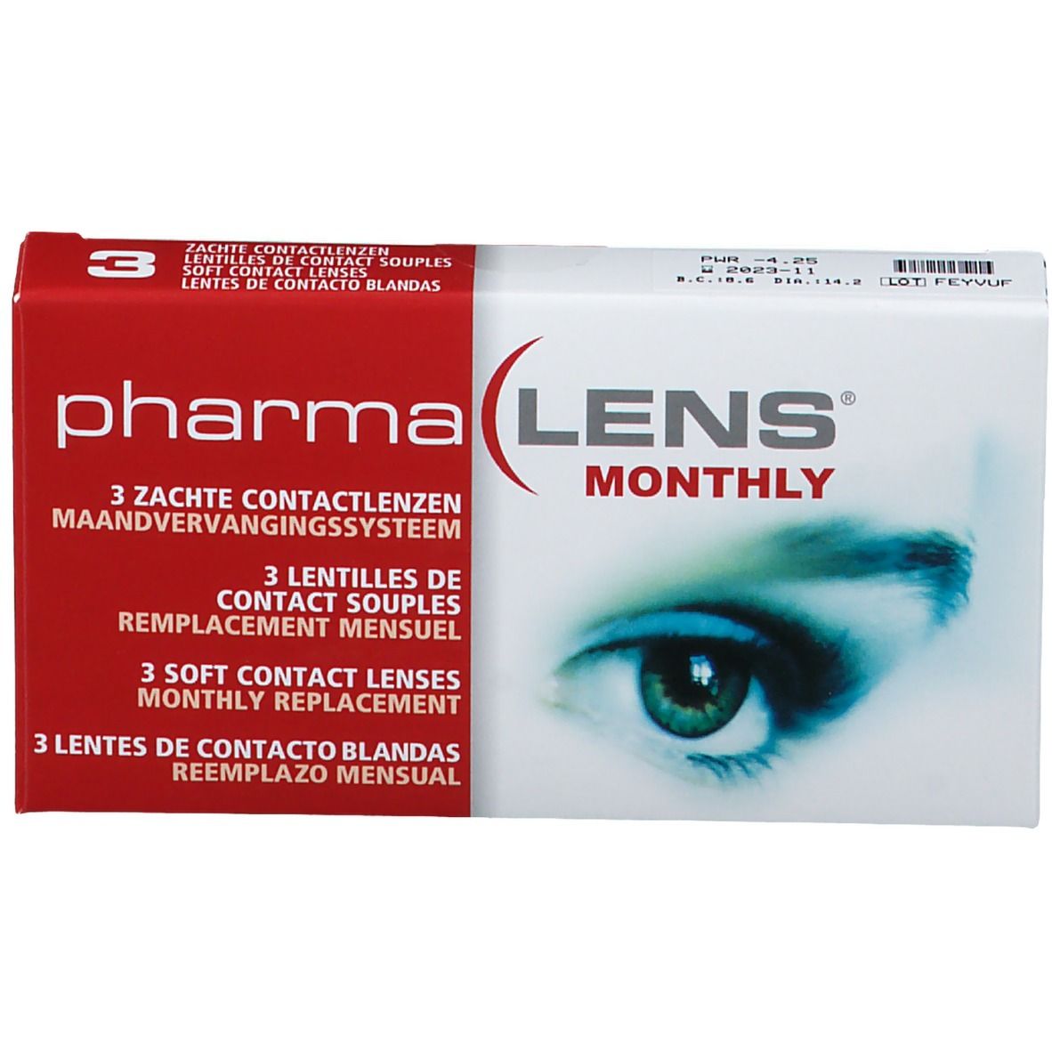pharmaLENS® MONTHLY Lentilles -4.25