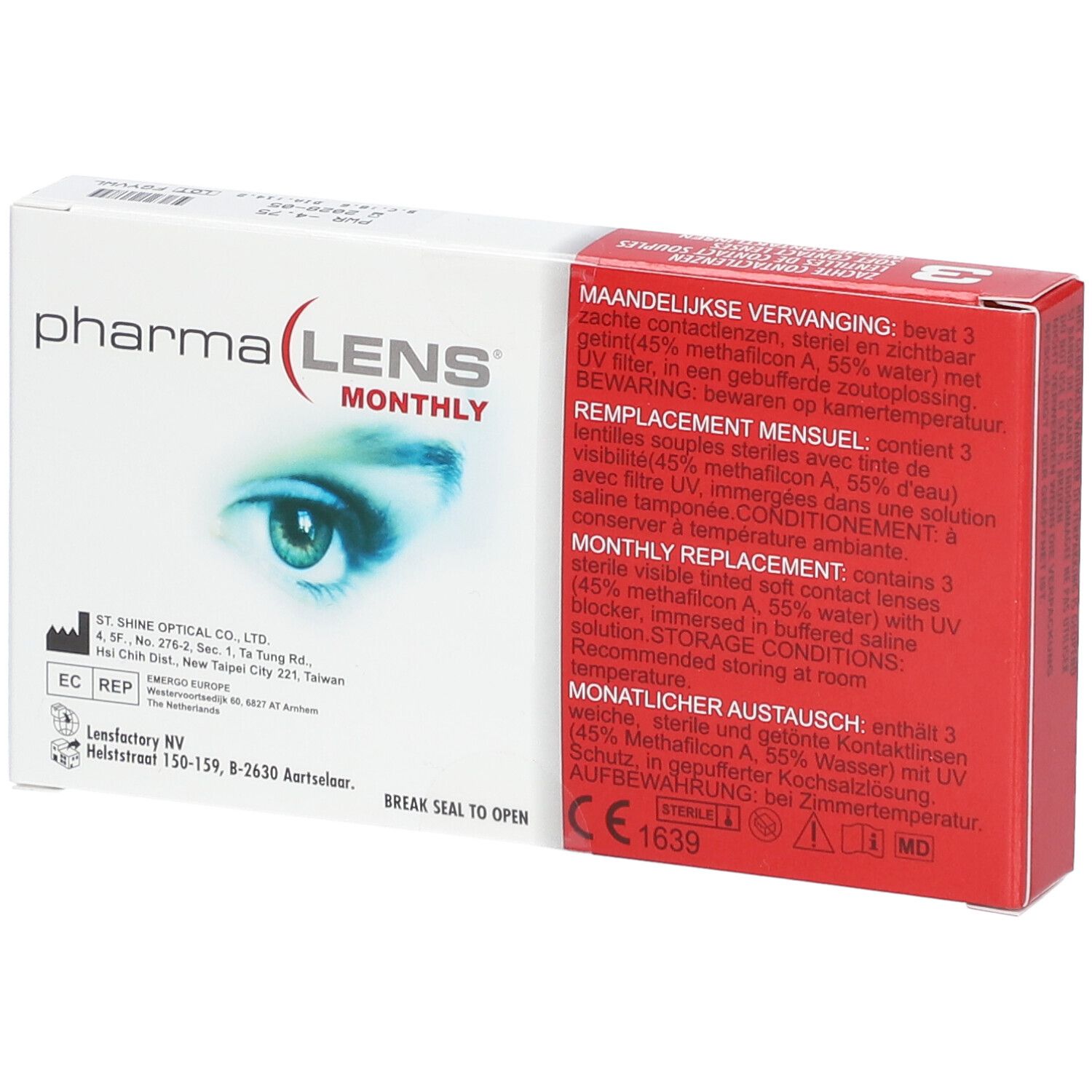 pharmaLENS® MONTHLY Lentilles -4.75