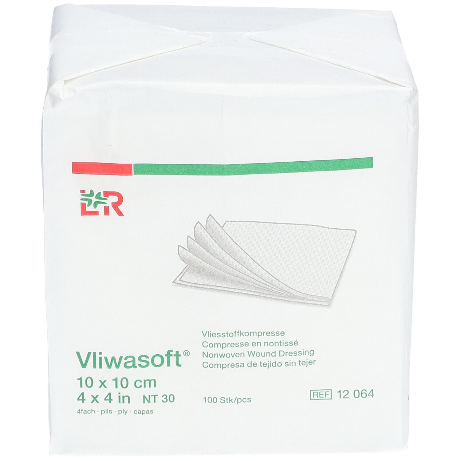 Vliwasoft® Compresse nontissé non stérile 4 plis 10 x 10 cm