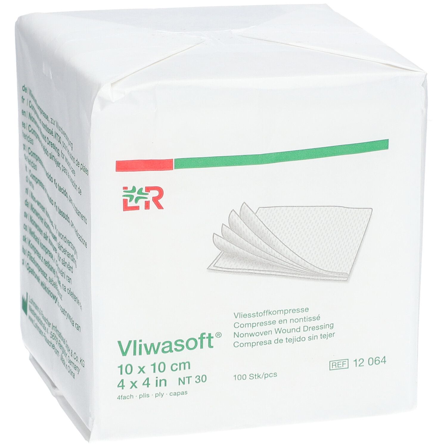 Vliwasoft® Compresse nontissé non stérile 4 plis 10 x 10 cm