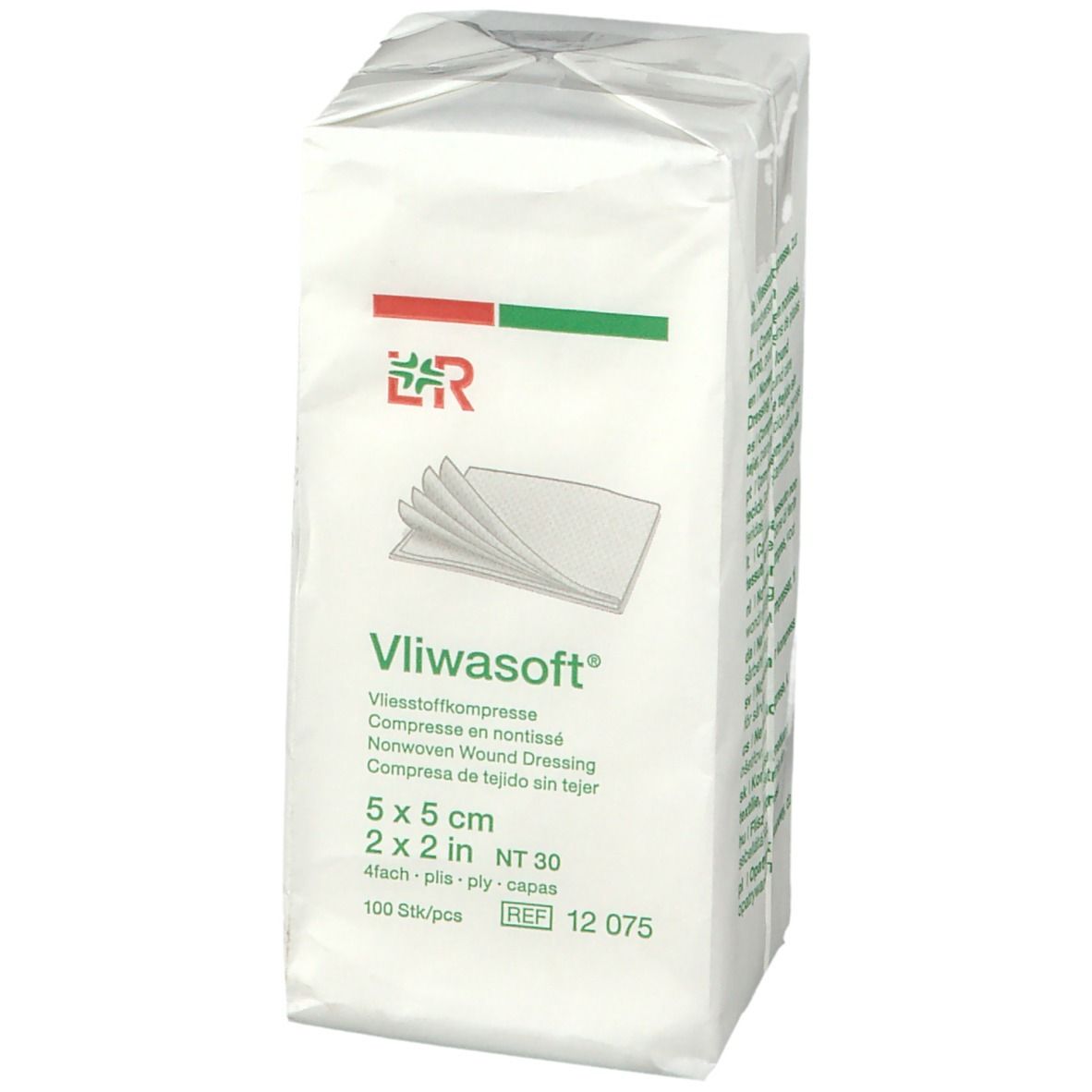 Vliwasoft Compresse stérile en non-tissé 7,5x7,5cm 10x2