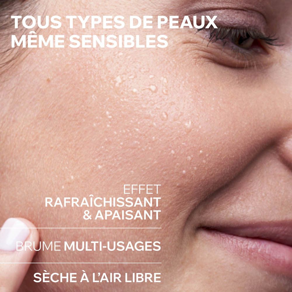 Brume rafraîchissante et apaisante pour tous types de peau, même sensible.