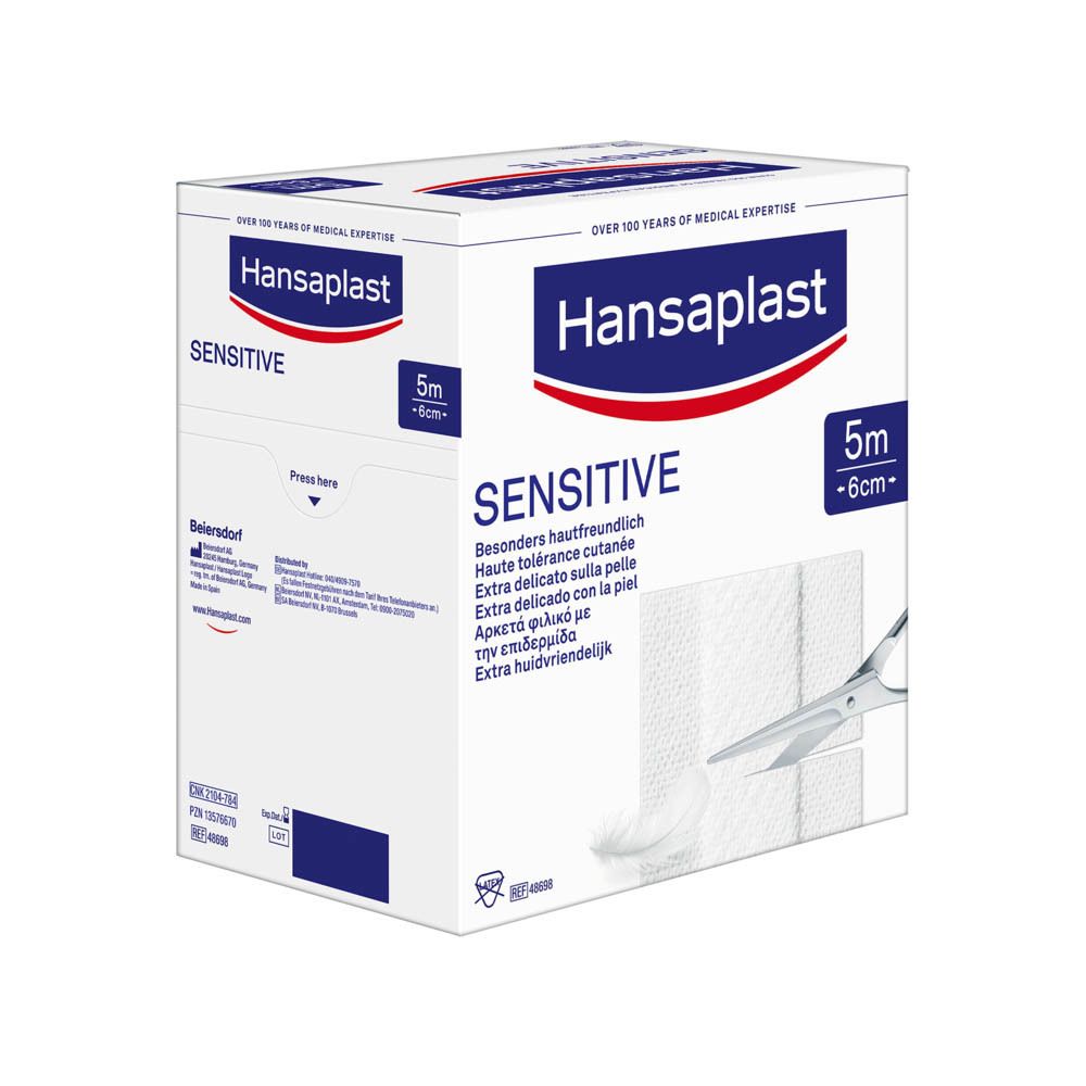 Hansaplast® SENSITIVE Pansement 5 m x 6 cm