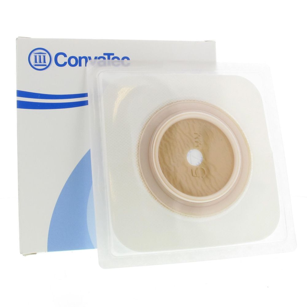 Emballage Convatec Combihesive II S Hydroflex. Produit dans un emballage plastique. Éléments beiges et transparents.
