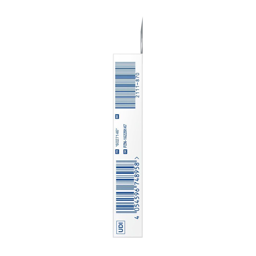 Vue latérale de l'emballage des pansements waterproof universels Nexcare. Informations et logos.