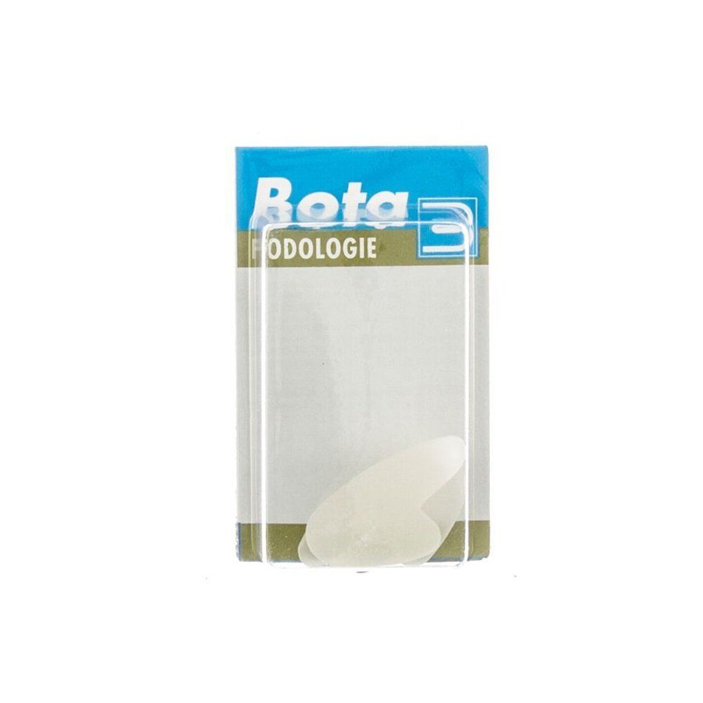 Emballage produit Bota podologie. Visible : blister transparent, produit en forme de demi-lune. Inscription : Bota, podologie.
