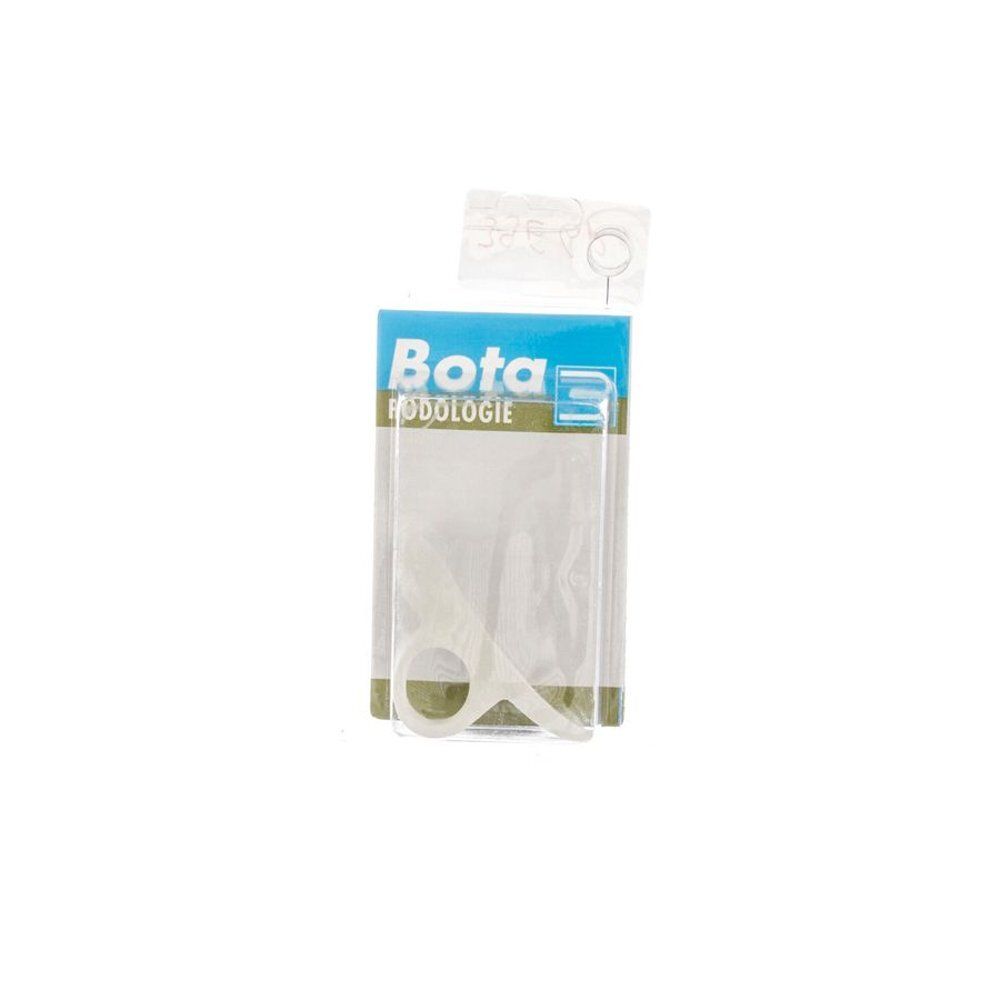 Coussinet Bota pour orteils en marteau dans un emballage blister. Nom du produit et logo sur l'emballage.