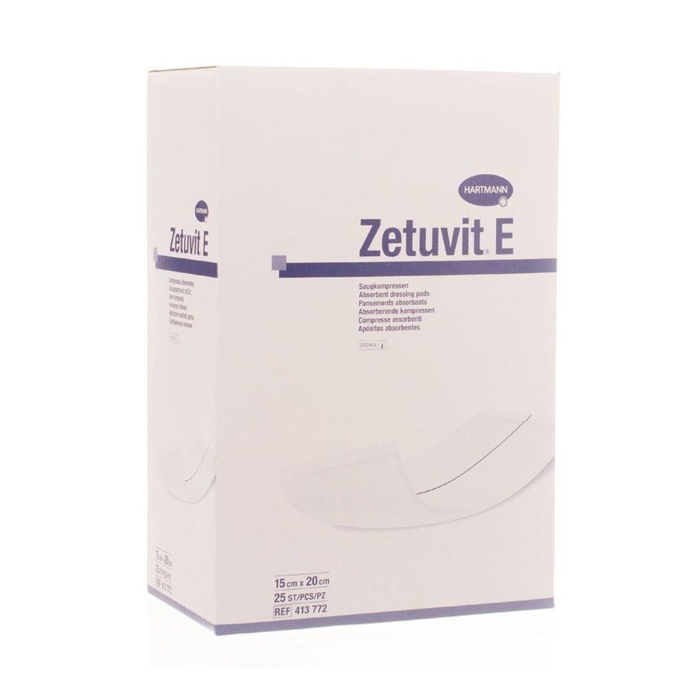 Emballage de HARTMANN Zetuvit E, compresses absorbantes stériles, 15x20cm, 25 pièces.