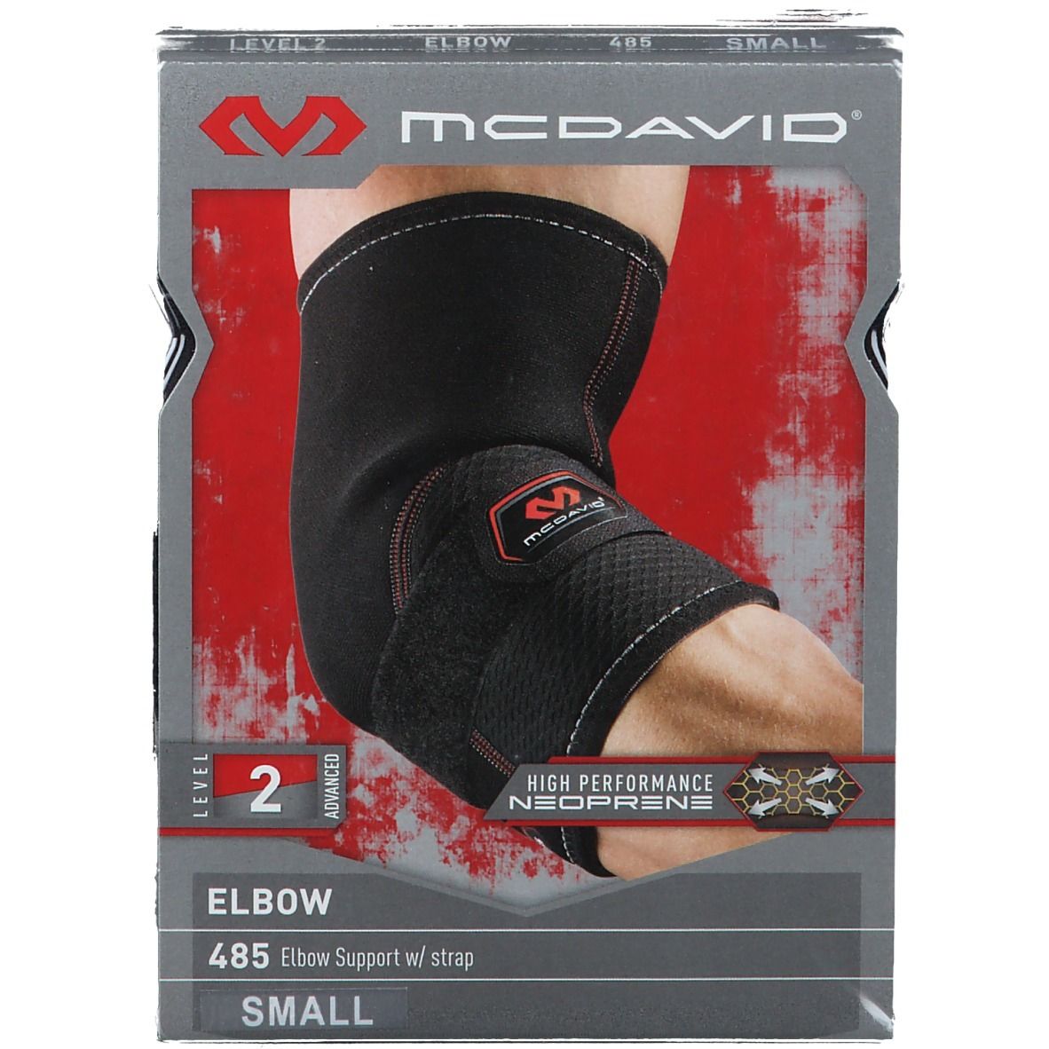 Orthèse de coude noire, velcro. Marque McDavid, modèle 485. Taille S. Néoprène. Niveau 2.