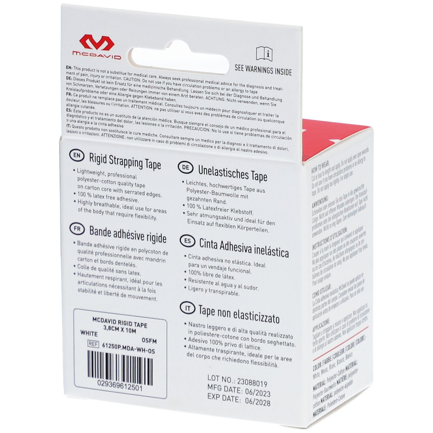 McDavid Athletic tape Bande adhésive rigide 3,8 x 10 cm