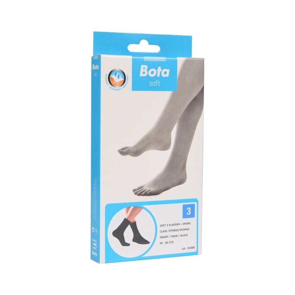 Emballage du produit Bota Soft 3 Classic + Sponge. L'emballage est blanc et bleu avec des illustrations du produit.