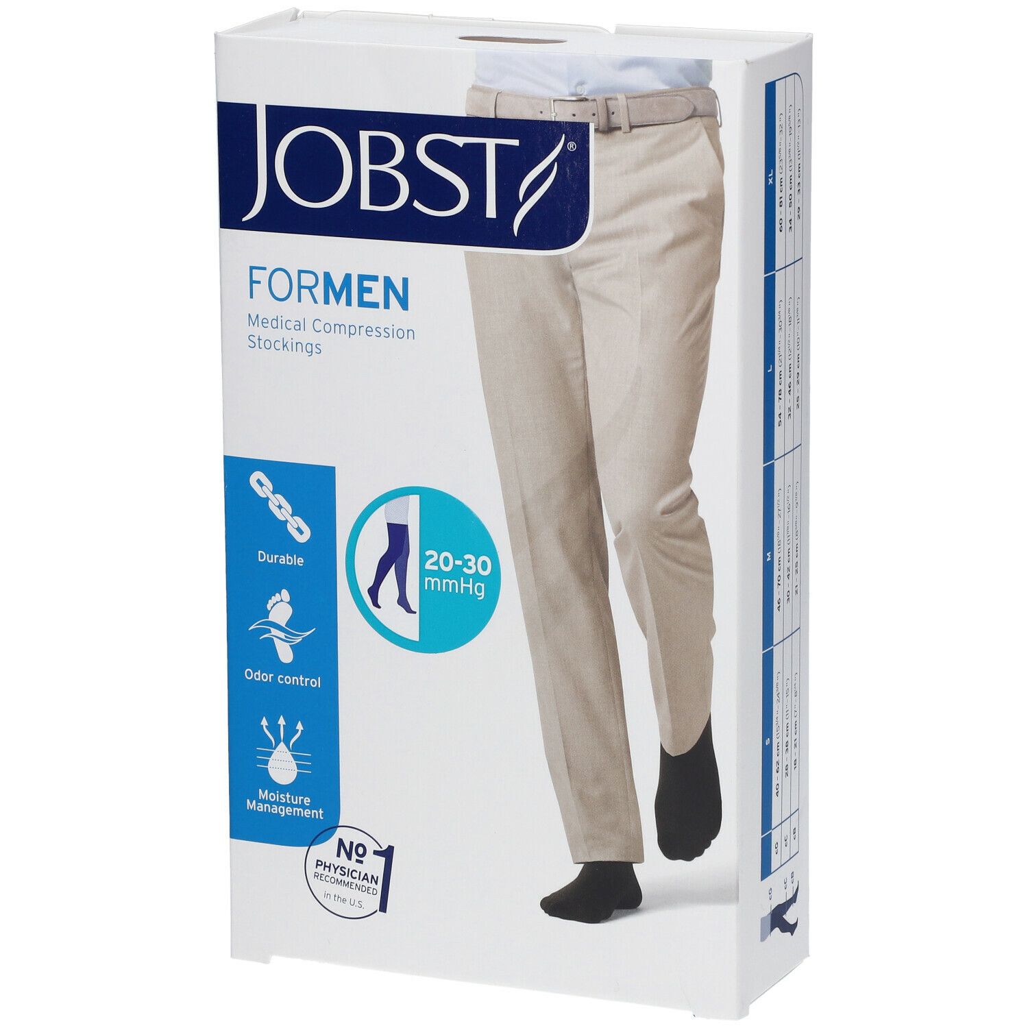 JOBST® for Men Cl 2 Bas cuisse pied fermé trame à picots M Noir