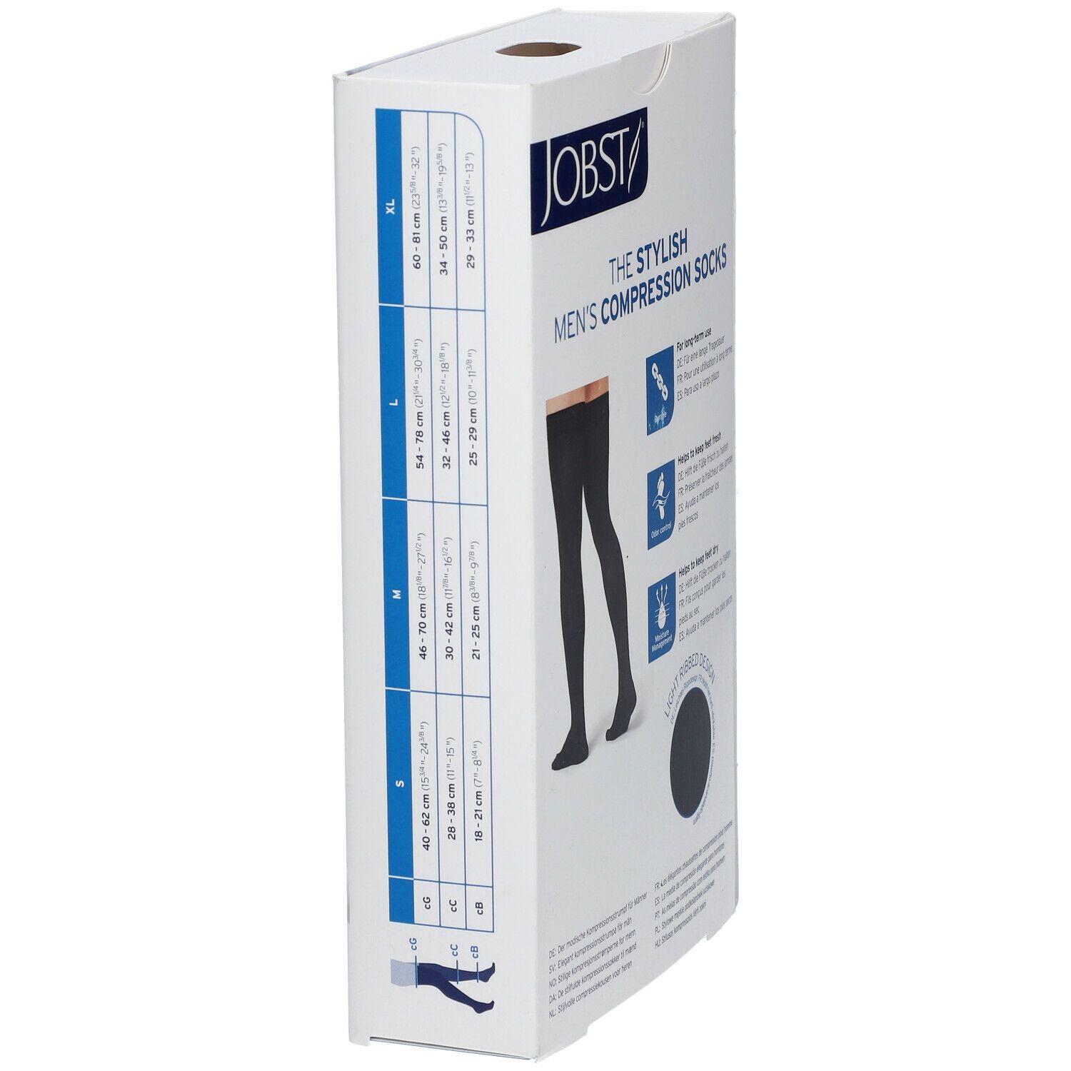 JOBST® for Men Cl 2 Bas cuisse pied fermé trame à picots M Noir