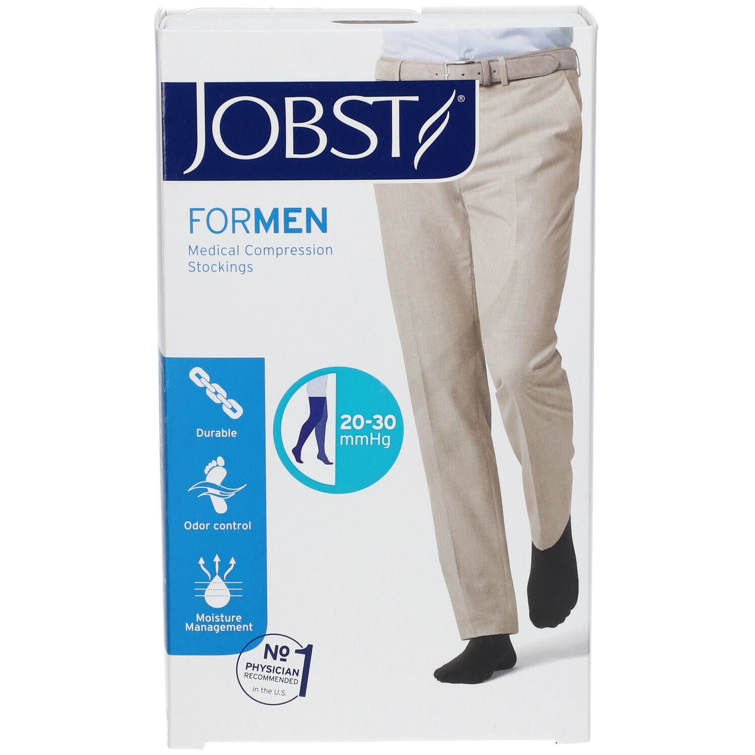 JOBST® for Men Cl 2 Bas cuisse pied fermé trame à picots M Noir