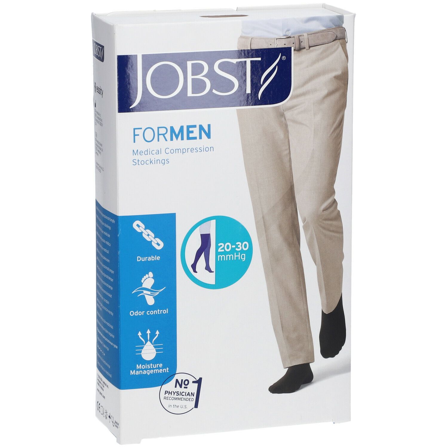 JOBST® for Men Cl 2 Bas cuisse pied fermé trame à picots M Noir