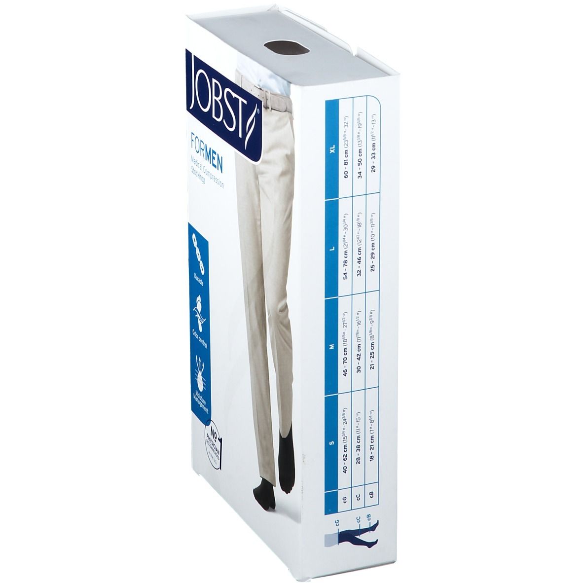 JOBST® for Men Cl 2 Bas cuisse pied fermé trame à picots L Noir
