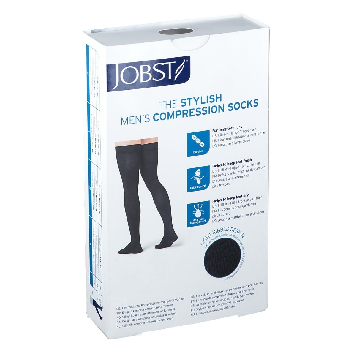 JOBST® for Men Cl 2 Bas cuisse pied fermé trame à picots L Noir