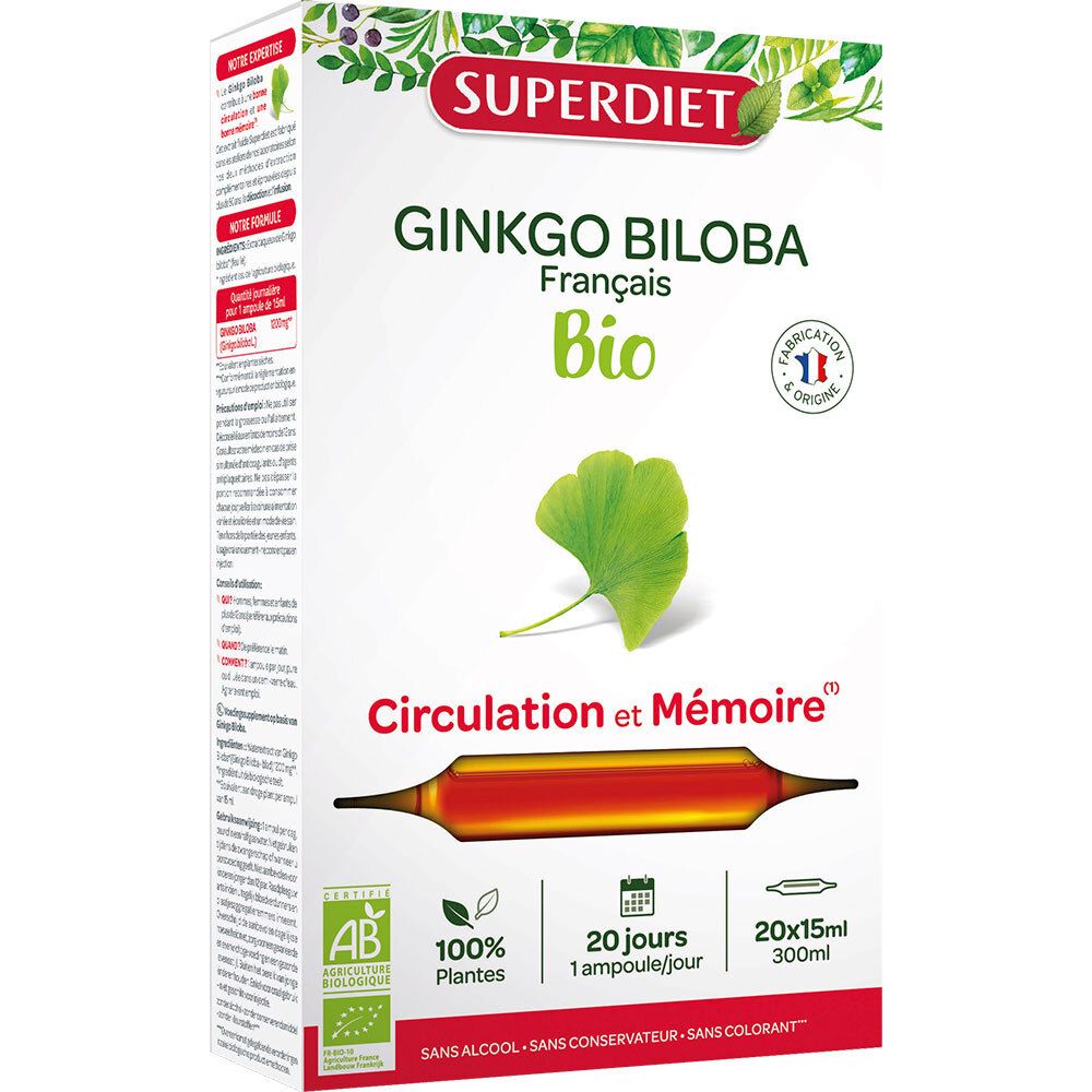 SUPER DIET Ginkgo Biloba Bio Circulation et mémoire