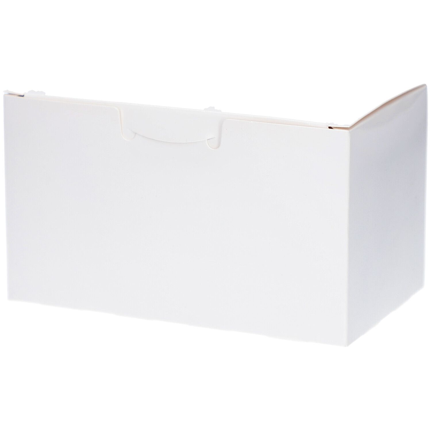 Emballage rectangulaire blanc. Aucune impression visible.