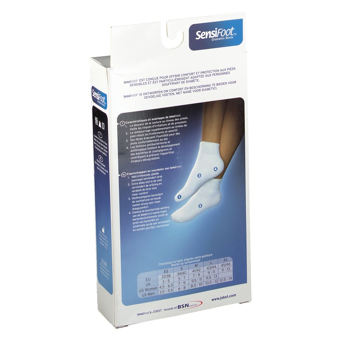 JOBST® SensiFoot Diabetic Sock 8-15 mmHg Taille S Blanc
