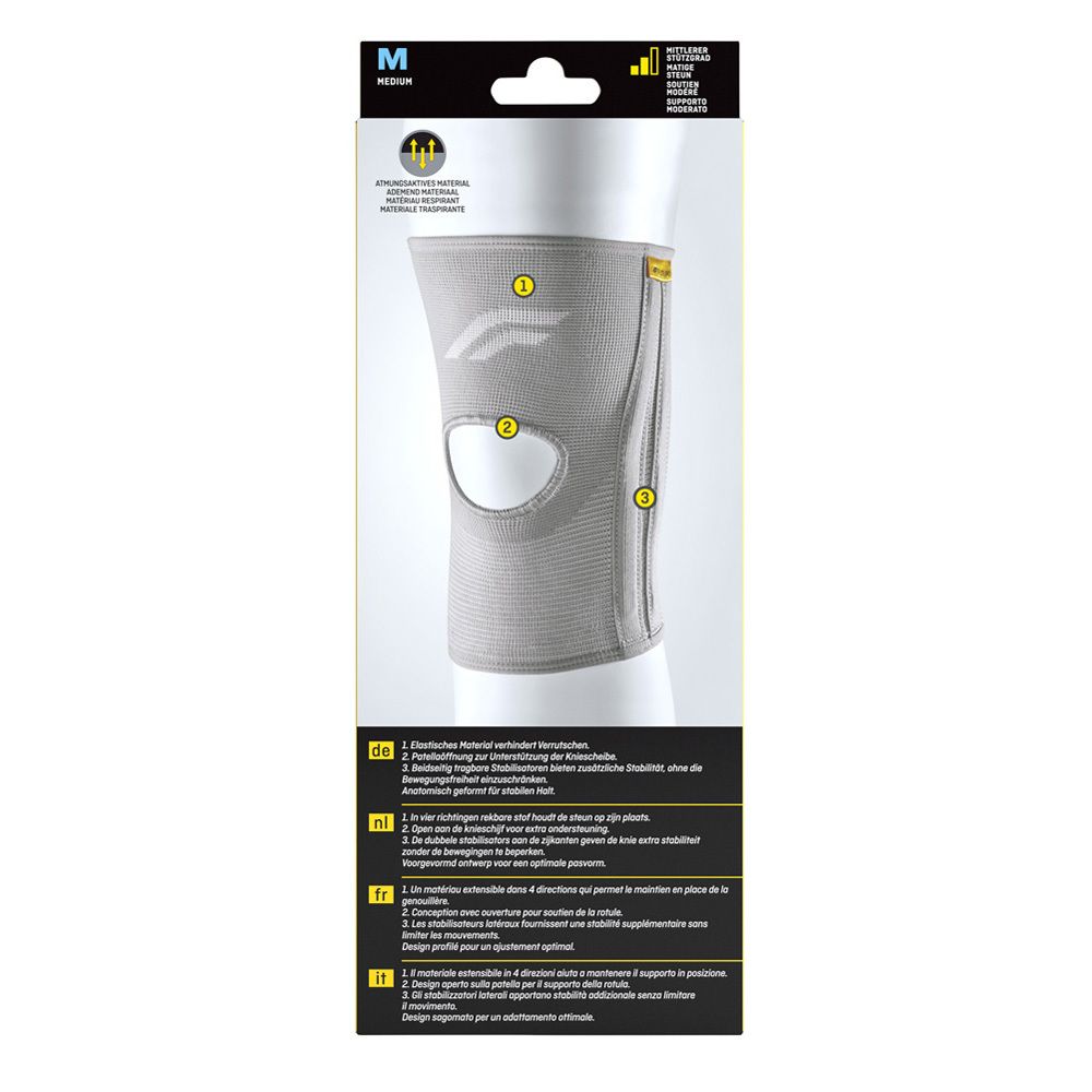 3M™ Futuro™ Sport Genouillère Stabilisateur, emballage. Genouillère avec support latéral, taille M.