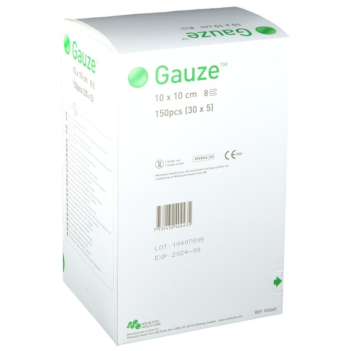 Molnlycke Gauze™ Compresses de gaze 8 couches 10 x 10 cm
