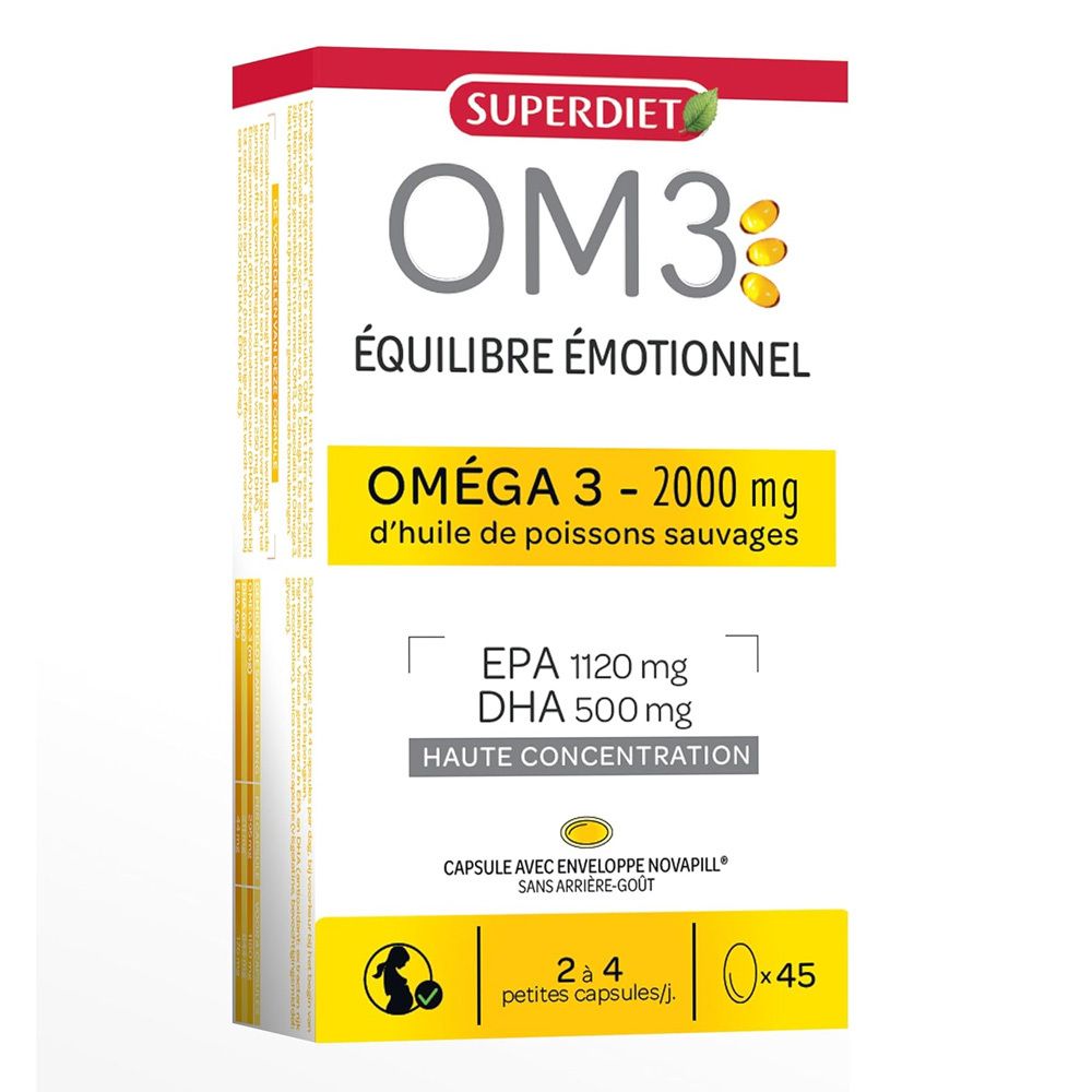 Boîte de capsules OM3 Équilibre émotionnel, Oméga 3 - 2000 mg.