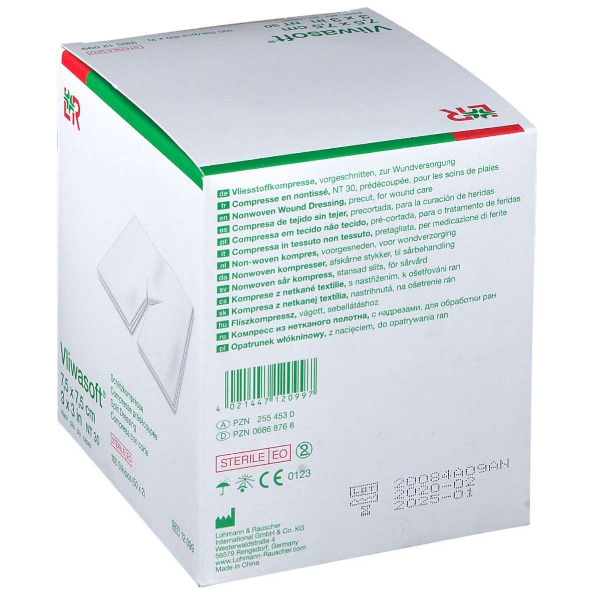 Vliwasoft® Compresses préécoupées 7.5 x 7.5 cm